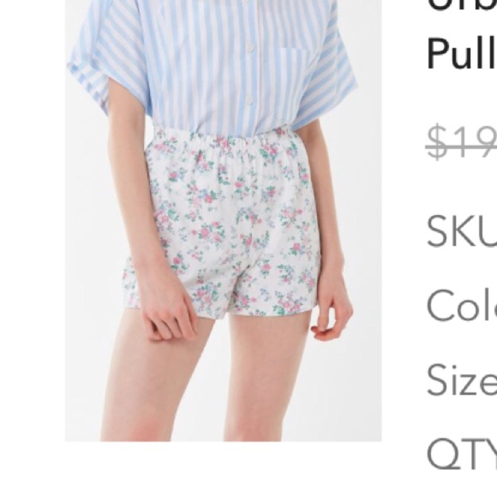 Urban outfitters floral print pull on shorts